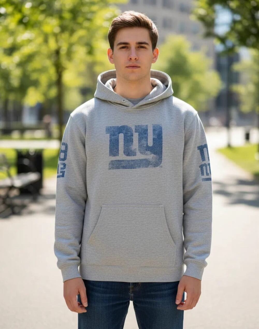 VINTAGE Reebok Men’s HOODIE NY GIANTS NFL TEAM APPAREL Gray Size Medium